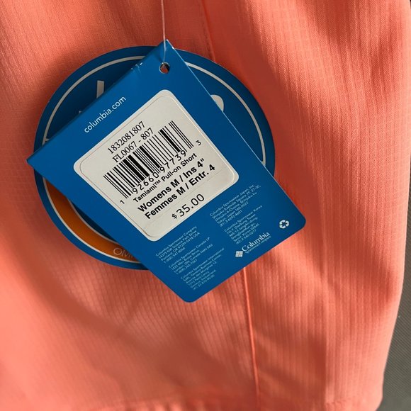 NWT Columbia Women's Shorts Size Medium, 4" inseam - Tamiami Pull On - Peach - Picture 4 of 9